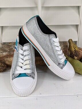 FOCO Miami Dolphins Glitter Low Top Canvas Sneakers